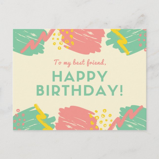 Personalisiert - Pastell farbige Pinselstriche Postkarte (Vorderseite)