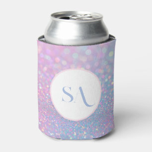Personalisiert Pastell Pink Glitzer Cooler Monog Dosenkühler