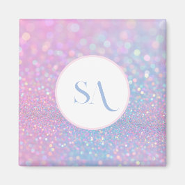 Personalisiert Pastell Pink Glitzer Magnet | Monog
