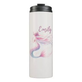 Personalisiert Pastell Pink Mermaid Thermal Tumble Thermosbecher