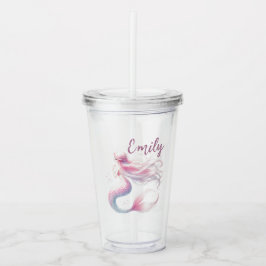 Personalisiert Pastell Pink Mermaid Tumbler Acryltrinkbecher