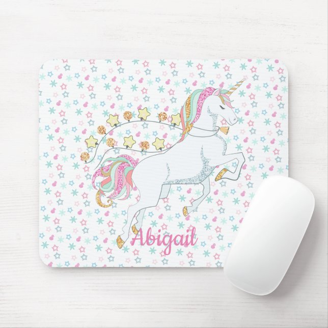 Personalisiert Pastellrosa Zauberhafte Einhornster Mousepad (Mit Mouse)