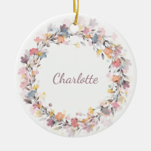 Personalisiert Pastor Floral Wreath Name Weihnacht Keramik Ornament