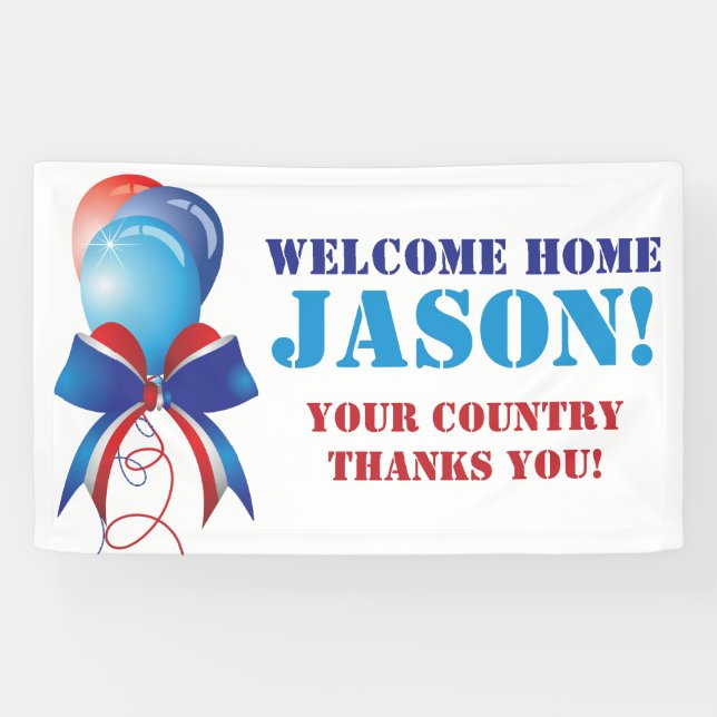 Personalisiert Patriotic Welcome Zuhause Military Banner (Horizontal)