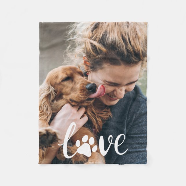 Personalisiert Paw Liebe Print Dog Lover Blanket Fleecedecke (Vorderseite)
