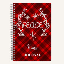 Personalisiert Peace Red Kariert Holiday Journal