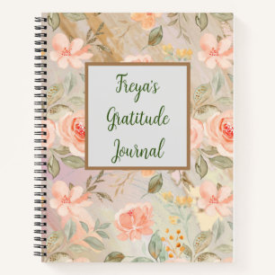 Personalisiert Peach floral Dankesblatt Notizbuch