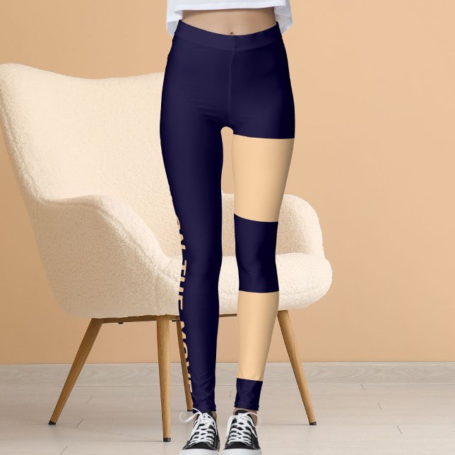 Personalisiert Peach Navy Blue Cat Mama Niedlich S Leggings (Von Creator hochgeladen)