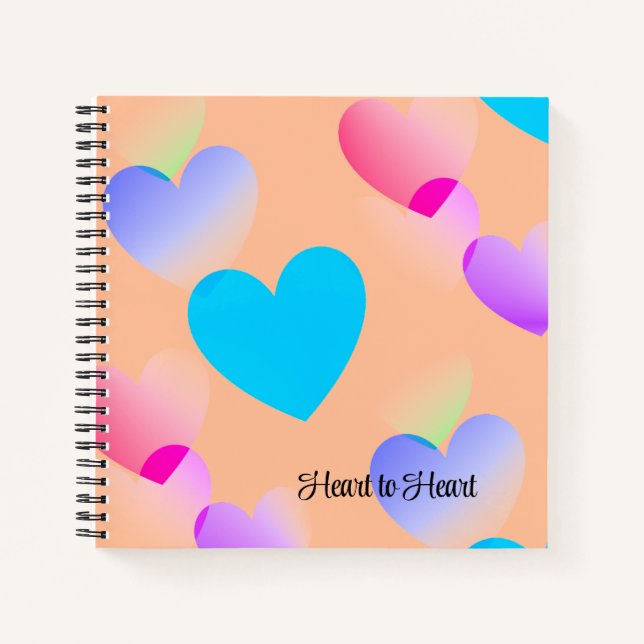 Personalisiert Peach Orange "Heart to Heart" Journ Notizbuch (Vorderseite)