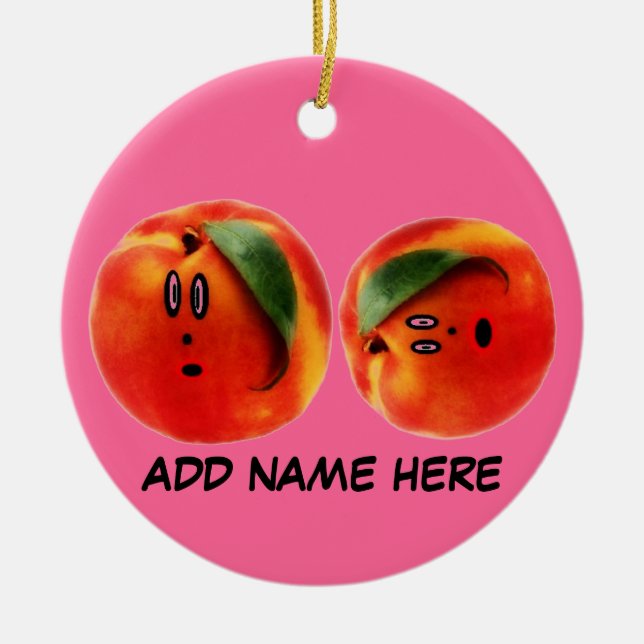 Personalisiert Peaches Cartoon Keramik Ornament (Vorne)