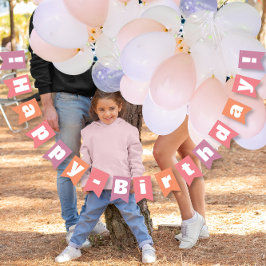 Personalisiert Peachy Coral Pink Happy Birthday Wimpelkette