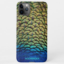 Personalisiert Peacock Blue Feather benannt iPhone 11Pro Max Hülle