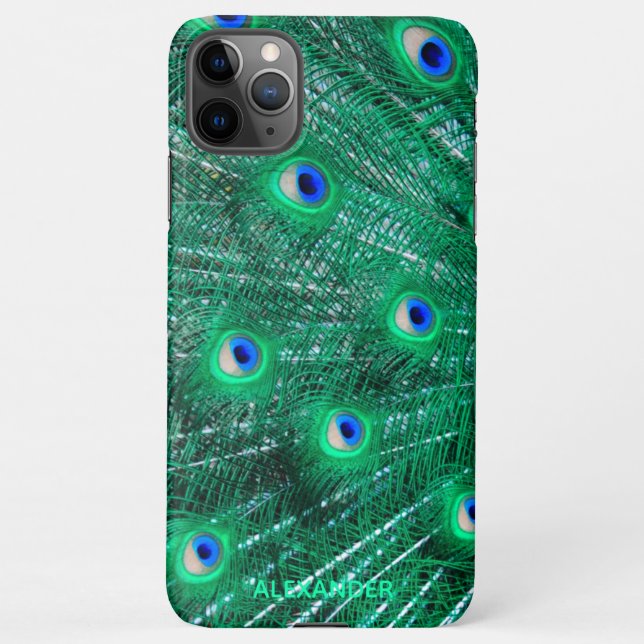 Personalisiert Peacock Blue Feather benannt iPhone Hülle (Rückseite)