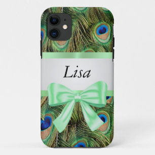 Personalisiert Peacock Pattern Green Bow Case-Mate iPhone Hülle
