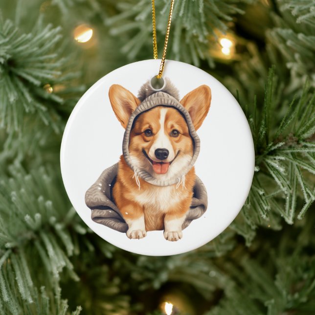 Personalisiert Pembroke Welsh Corgi Dog Art Keramik Ornament (Baum)