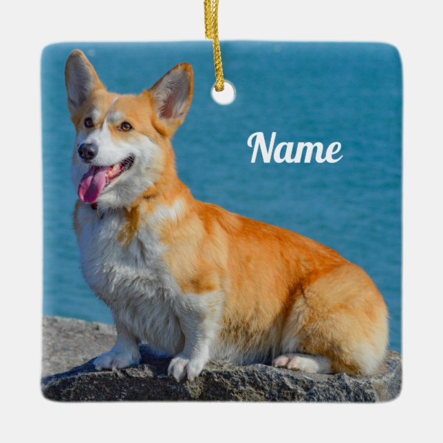 Personalisiert Pembroke Welsh Corgi Puppy Dog Keramikornament (Vorderseite)