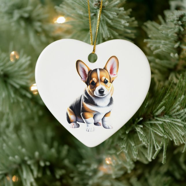 Personalisiert Pembroke Welsh Corgi Puppy Keramik Ornament (Baum)