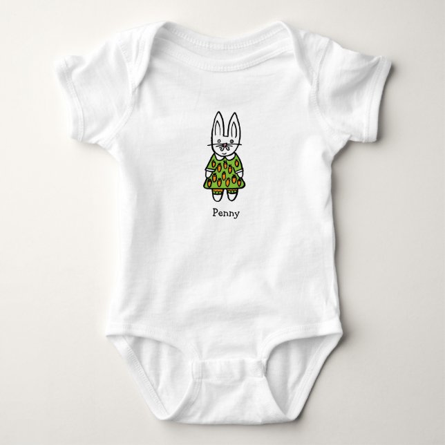 Personalisiert Penny, das Kaninchen Baby Strampler (Vorderseite)