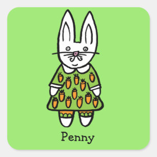 Personalisiert Penny, das Kaninchen Quadratischer Aufkleber