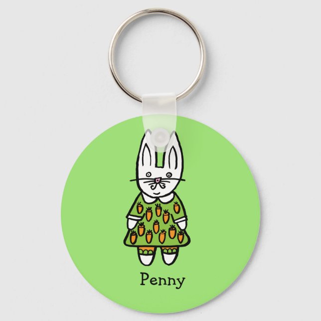 Personalisiert Penny, das Kaninchen Schlüsselanhänger (Vorderseite)