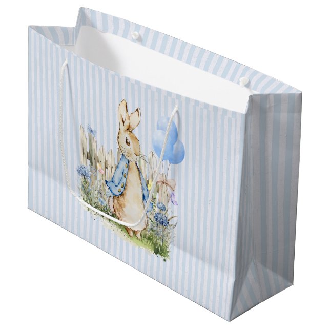 Personalisiert Peter Rabbit Baby Boy Große Geschenktüte (Vorderseite Schrägansicht)