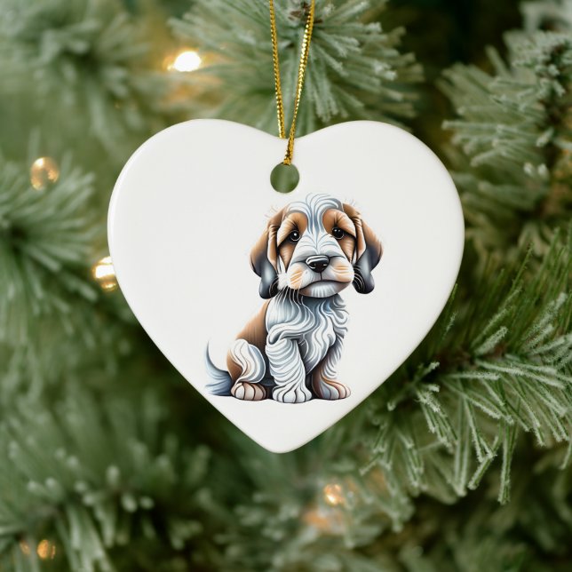 Personalisiert Petit Basset Griffon Vendéen Puppy Keramik Ornament (Baum)