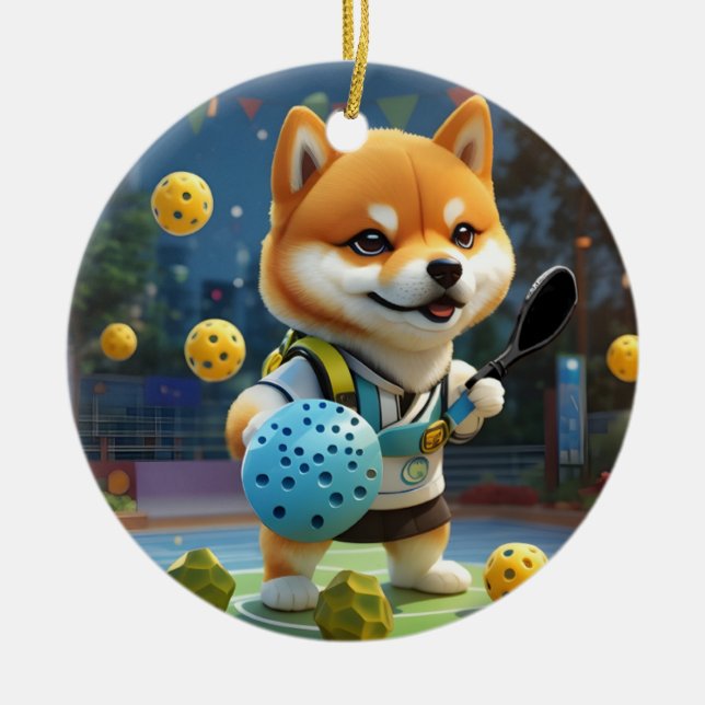 Personalisiert Pickleball Pickle Baller Keramik Ornament (Vorne)