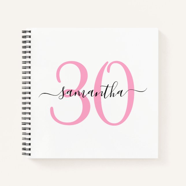 Personalisiert Pink 30. Geburtstag Gästebuch Notizbuch (Vorderseite)