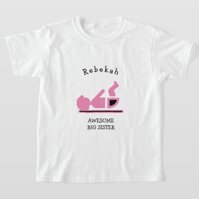 Personalisiert Pink Baby Afro PHANTASTISCH BIG SIS T-Shirt (Ablage )