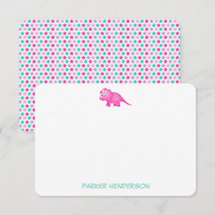 Personalisiert Pink Baby Dinosaur Stationery Dankeskarte