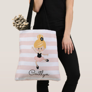 Personalisiert Pink Ballerina Tote Bag Blonde Hair