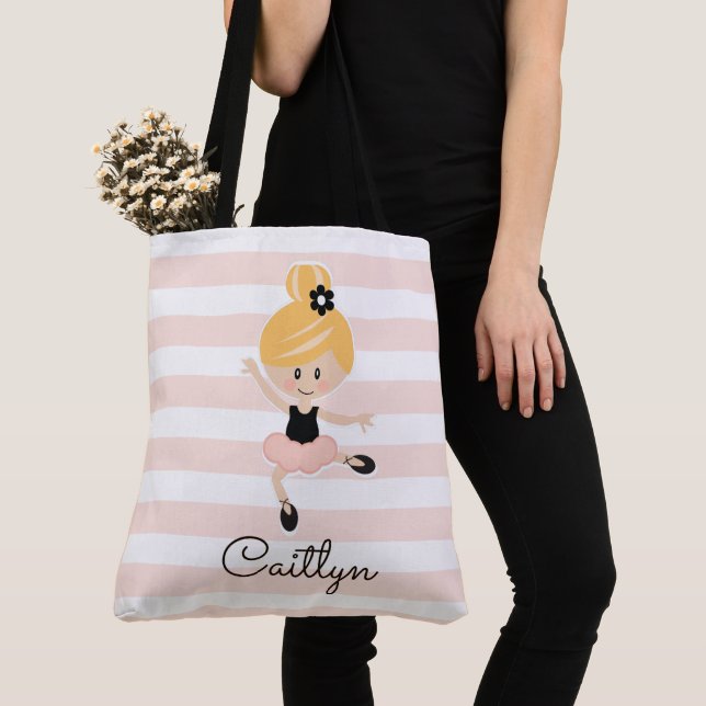 Personalisiert Pink Ballerina Tote Bag Blonde Hair (Von Nahem)
