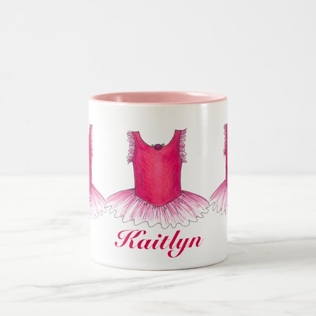 Personalisiert Pink Ballett Tutu Ballerina Tanz Ta Zweifarbige Tasse (Mittel)