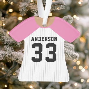 Personalisiert Pink Baseball Jersey Ornament