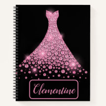 Personalisiert Pink Black Glitzer Goebook