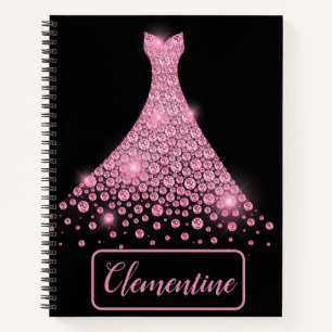 Personalisiert Pink Black Glitzer Goebook Notizbuch