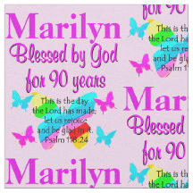 PERSONALISIERT PINK BLESSED 90. GEBURTSTAG FABRIC