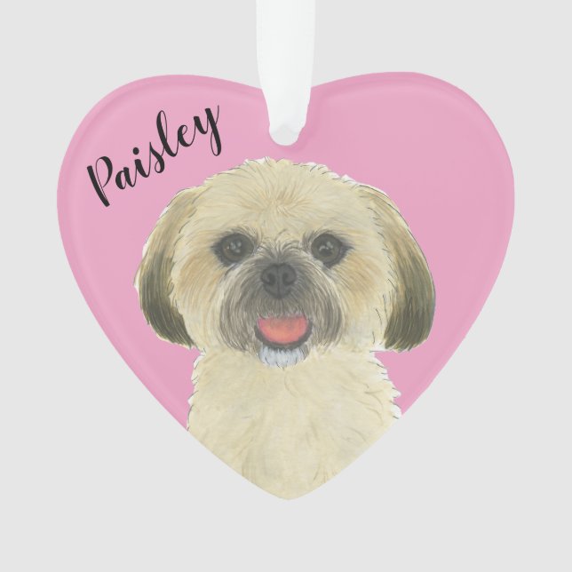 Personalisiert Pink Blonde Tan Golden Shih Tzu Ornament (Vorderseite)