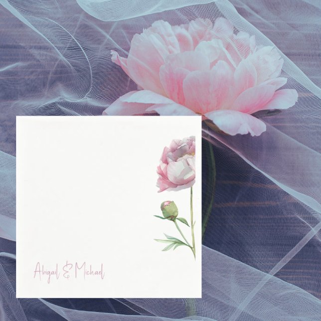 Personalisiert-Pink-Blütenbäume Hochzeitcocktail Serviette (Von Creator hochgeladen)