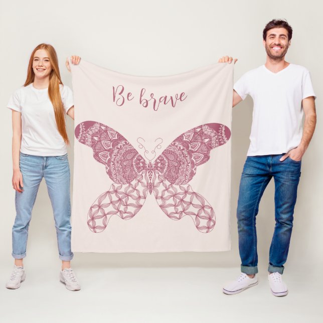 Personalisiert Pink Boho Butterfly Fleecedecke (Beispiel)