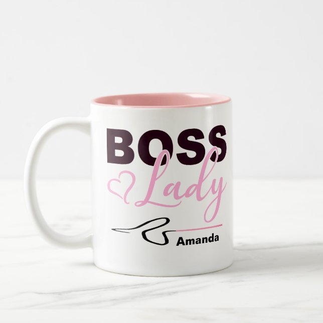 Personalisiert Pink Boss Lady Whip Zweifarbige Tasse (Links)