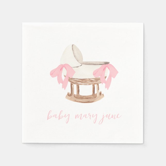 Personalisiert Pink Bow Baby Dusche Napkins Serviette (Vorderseite)