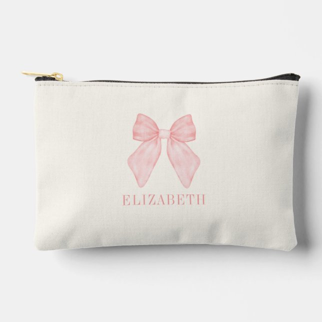 Personalisiert Pink Bow Coquette Ästhetik Zubehörtasche (Vorderseite)