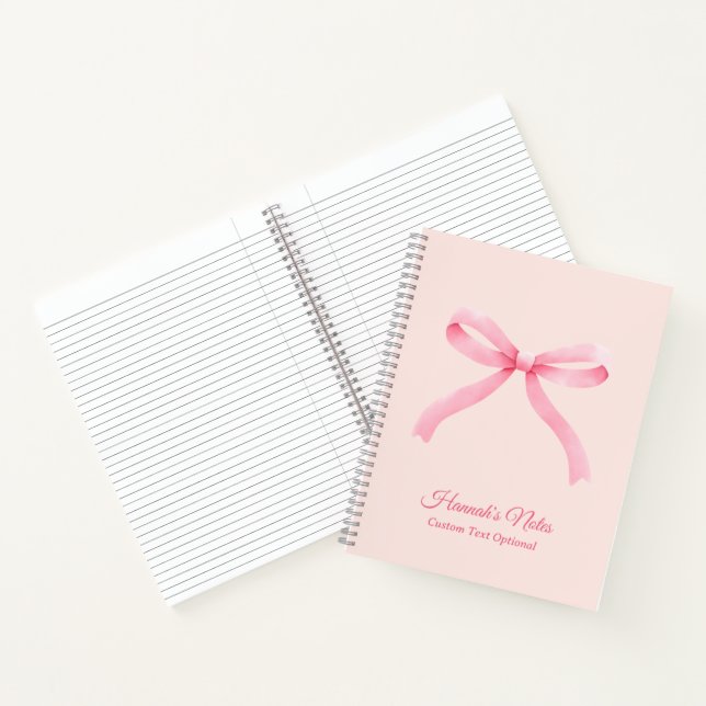 Personalisiert Pink Bow Girl Coquette Notebook Notizbuch (Innenseite)