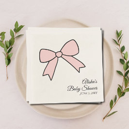 Personalisiert Pink Bow Girly Babydusche Napkins Serviette