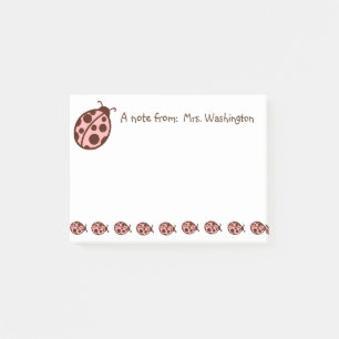 Personalisiert Pink Brown Ladybugs Post It Notes Post-it Klebezettel