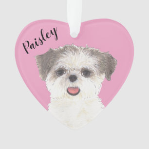 Personalisiert Pink Brown und White Shih Tzu Ornament