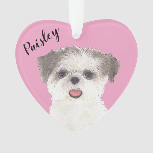 Personalisiert Pink Brown und White Shih Tzu Ornament (Vorderseite)
