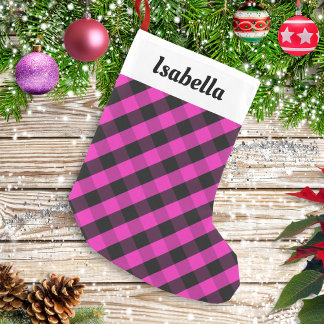 Personalisiert Pink Buffalo Karierter Karo Rustika Kleiner Weihnachtsstrumpf