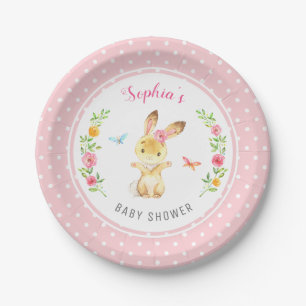 Personalisiert Pink Bunny Girl Babydusche Sprinkle Pappteller